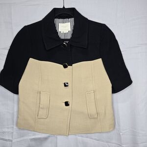 Kate Spade Black/ Tan Block Viscose Wool-Crepe Dahlia Blazer Jacket size 4